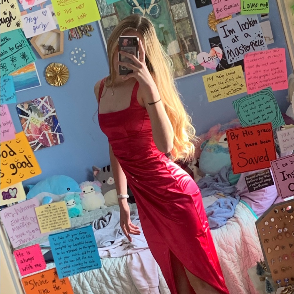 Windsor Hot Pink Satin Prom Dress Size XS